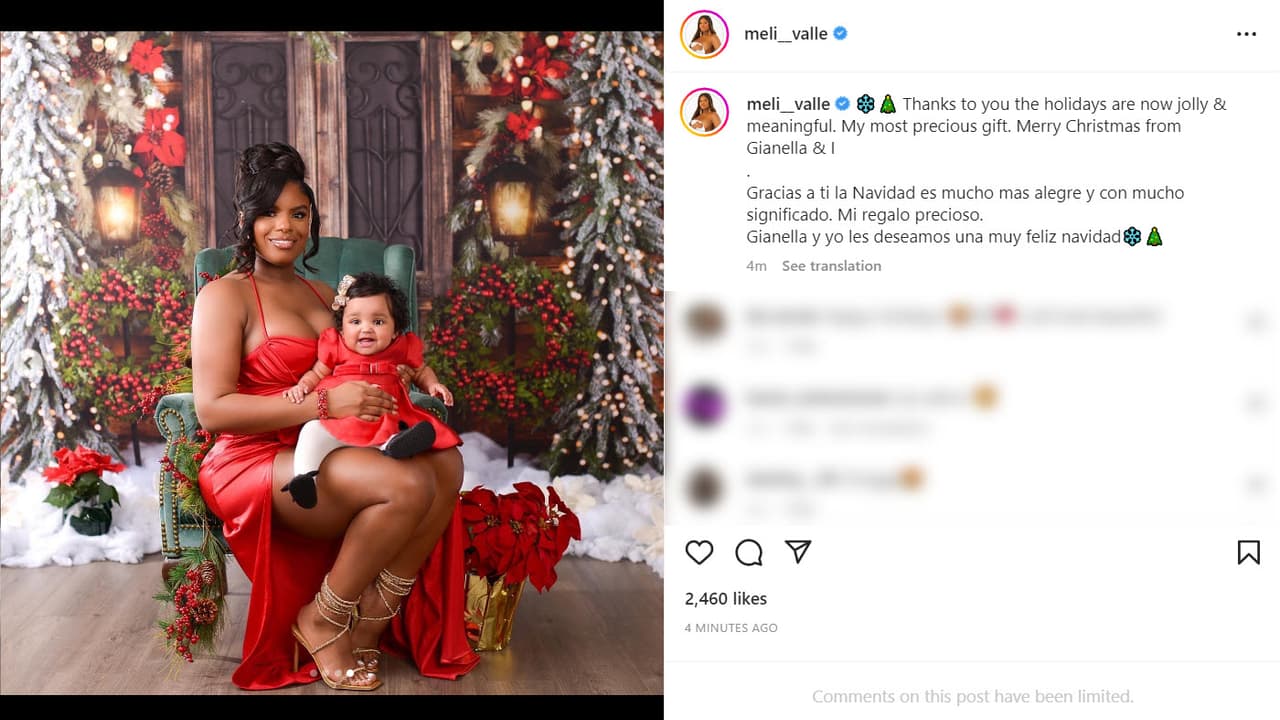<b>Melissa Vallecilla</b>, la madre de la supuesta hija no reconocida de Anuel AA, envió este mensaje junto a una tierna foto con su bebé: "Gracias a ti la Navidad es mucho más alegre y con mucho significado. Mi regalo precioso. Gianella y yo les deseamos una muy feliz Navidad".