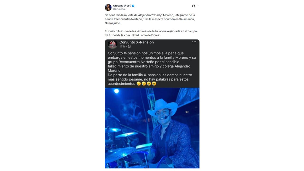 Así se informó la muerte del músico 'Charly' Moreno.