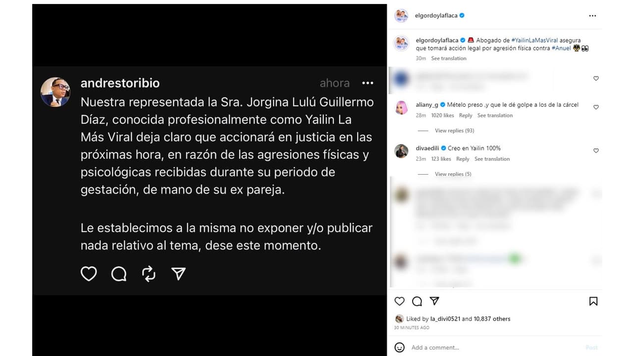 Abogado de Yailin La Más Viral advierte acciones legales en contra de Anuel AA.