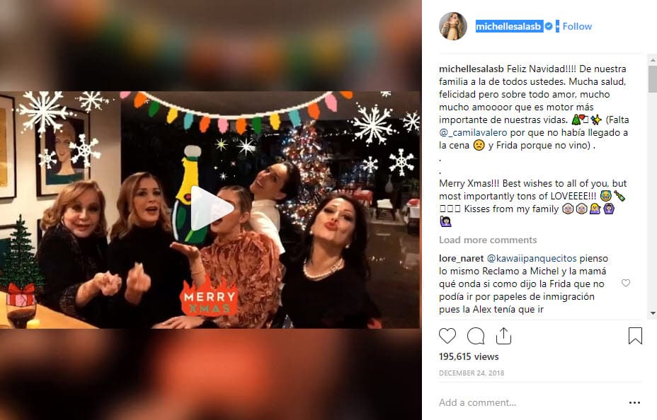 Las cosas se pusieron tensas cuando Michelle compartió una foto familiar en la pasada Navidad, donde faltaban su hermana Camila y Frida, pero al parecer el texto no le gustó a Frida Sofía.
<br>