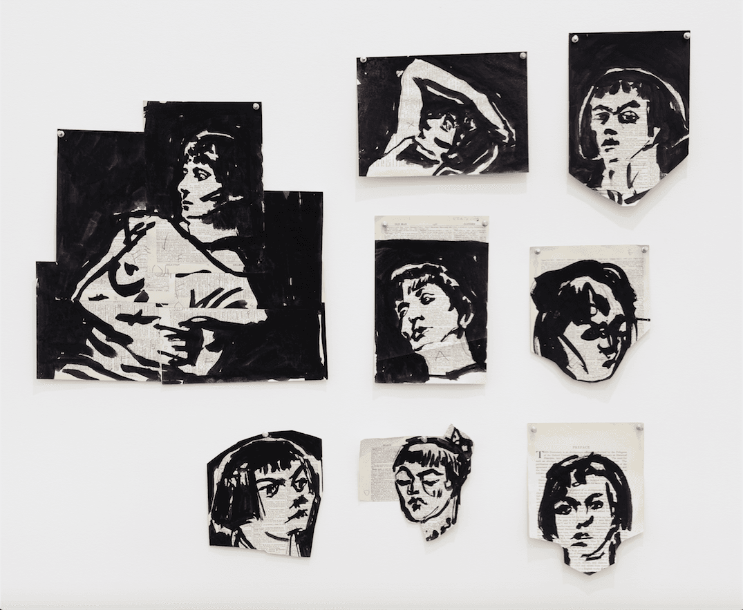 William Kentridge "Drawing for ‘Lulu’ ", 2014 Tinta china y lápiz rojo sobre páginas encontradas (45.1 x 46.8 cm) Galería Marian Goodman Feria: Art Basel Miami Beach