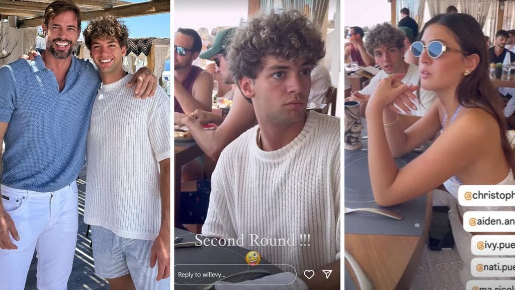 William Levy, su hijo Christopher y su novia durante su reencuentro en Santorini, Grecia.