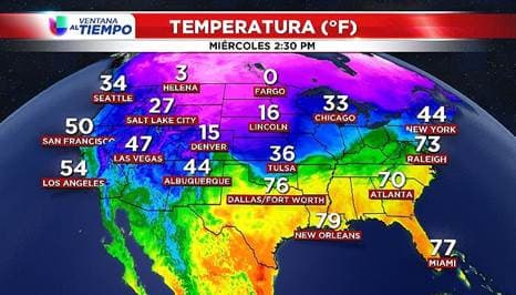 Temperatura el miércoles 6 de enero del 2019