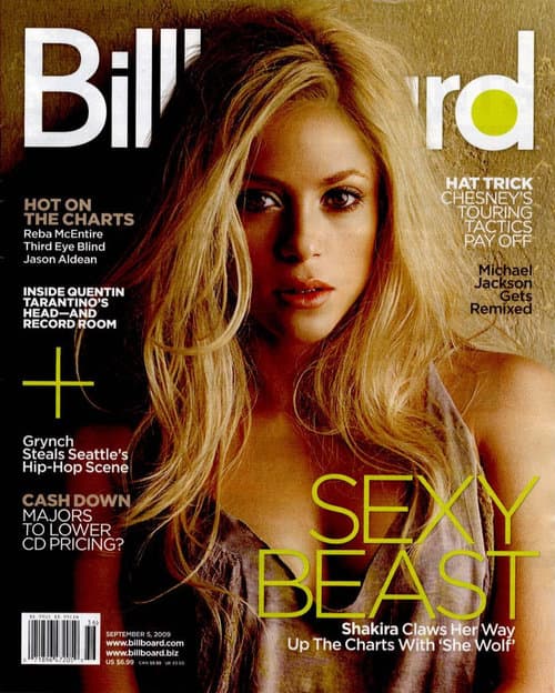 2009. Shakira, la admirada estrella latina ha sido retratada por Billboard en más de una ocasión.