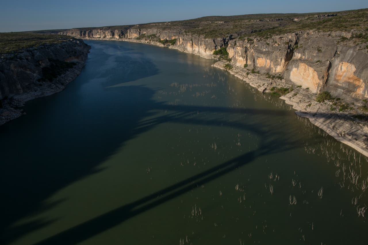 El Río Pecos, antes de su desembocadura en el Río Grande, la frontera entre Texas y México. 26 de marzo de 2017.