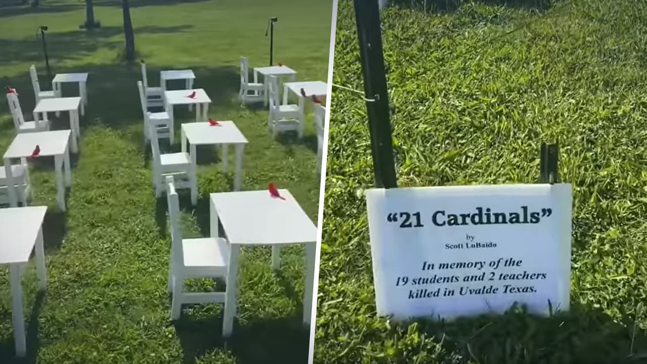 “21 Cardenales”, la instalación de arte en Nueva York para honrar a las víctimas de Uvalde