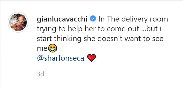 Era tanta la espera, que el lunes 26 Gianluca Vacchi escribió: 
<b><a href="https://www.univision.com/famosos/aun-no-nace-y-ya-baila-la-bebe-de-sharon-fonseca-y-gianluca-vacchi-muestra-su-buen-ritmo-video" target="_blank">"Empiezo a creer que no quiere conocerme"</a></b>, refiriéndose a su hija. 
<br>