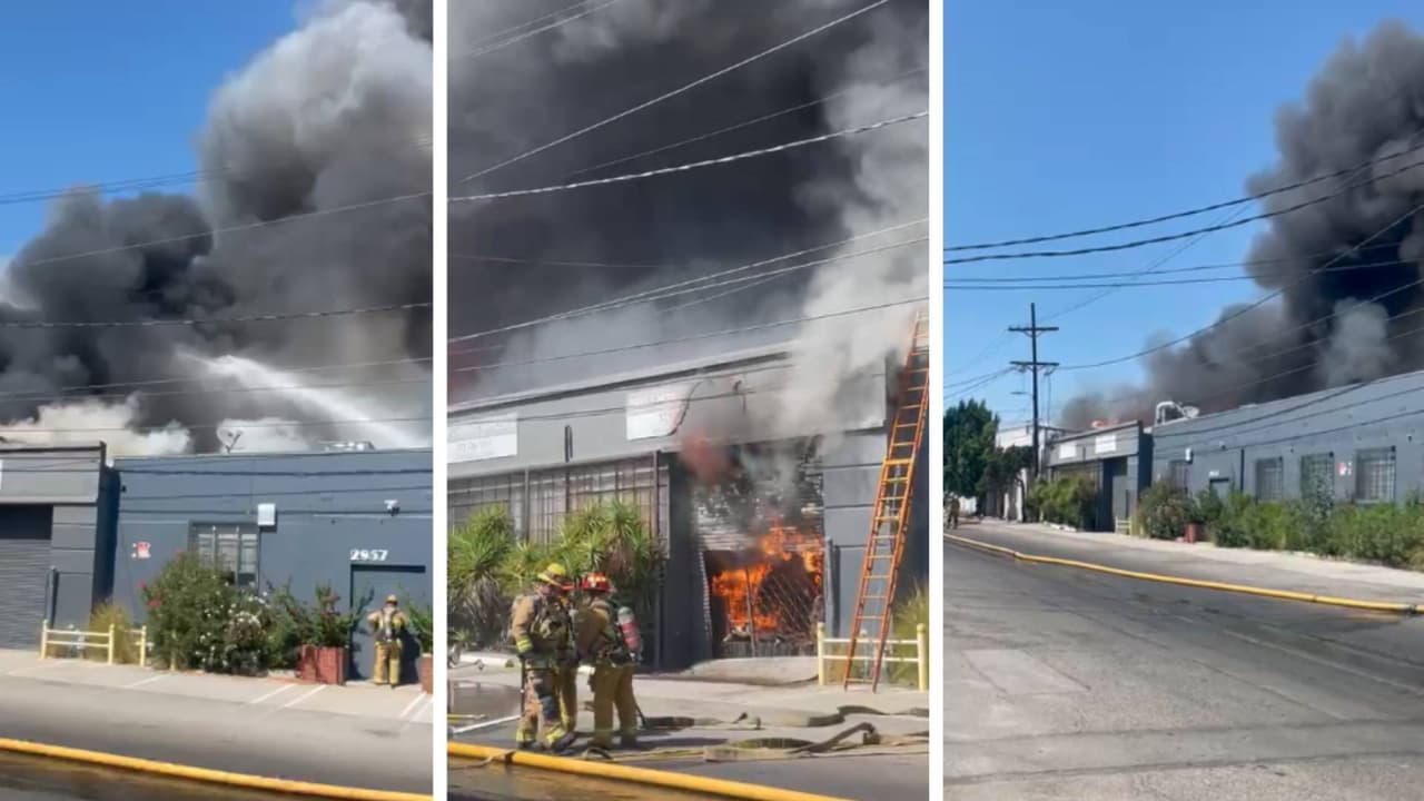 Incendio masivo destruye cinco edificios comerciales, en medio de la ola de calor en Los Ángeles
