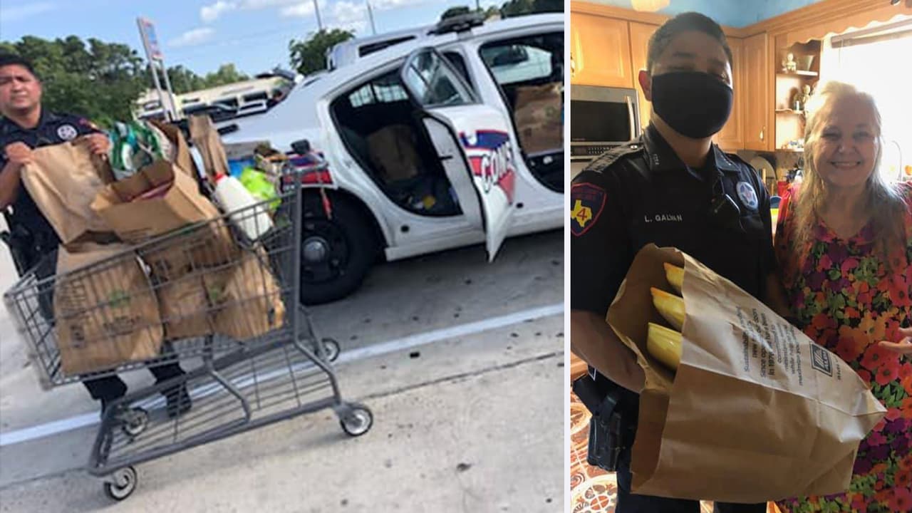 Oficiales de policía compran y donan despensa a mujer que no había comido en varios días