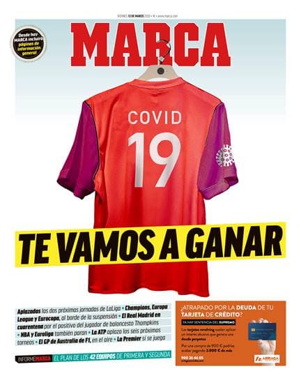 La prensa en el mundo deportivo reacciona ante la inminente crisis que se vive a causa del COVID-19 ¡Así las portadas en los diarios deportivos más importantes!