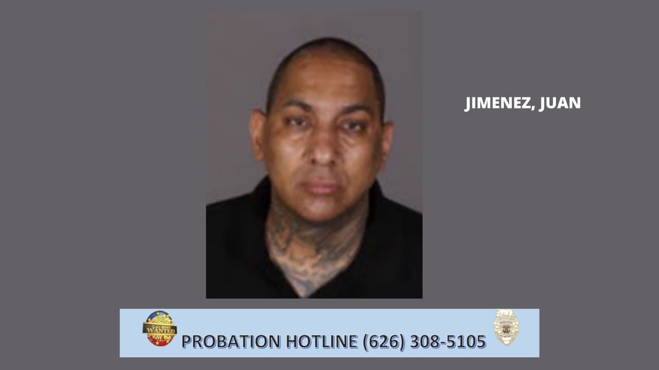 <b>Juan Jiménez</b> es un pandillero documentado y tiene un extenso historial criminal adulto que comenzó a la edad de 18 años. Sus condenas incluyen robo, hurto, hurto mayor, información falsa al oficial de paz, vandalismo, posesión de sustancias narcóticas controladas para la venta, criminal conspiración, robo de vehículos, evasión de un oficial de paz, delincuente/adicto en posesión de un arma de fuego y posesión de sustancias controladas a prisión. Ha cumplido múltiples condenas en prisión estatal, la más larga es un término de 6 años por conspiración criminal. Jiménez fue liberado de la prisión estatal para la supervisión del Departamento de Libertad Condicional del Condado de Los Ángeles el 10 de octubre de 2021.
<br>
<b>Marcas/características distintivas</b>: Tatuajes en pecho, cuello, ambos brazos y ambas piernas, cabeza.
<br>Pandilla: CANOGA PARK ALABAMA ST.
<br>Fue visto por última vez en área del Valle de San Fernando