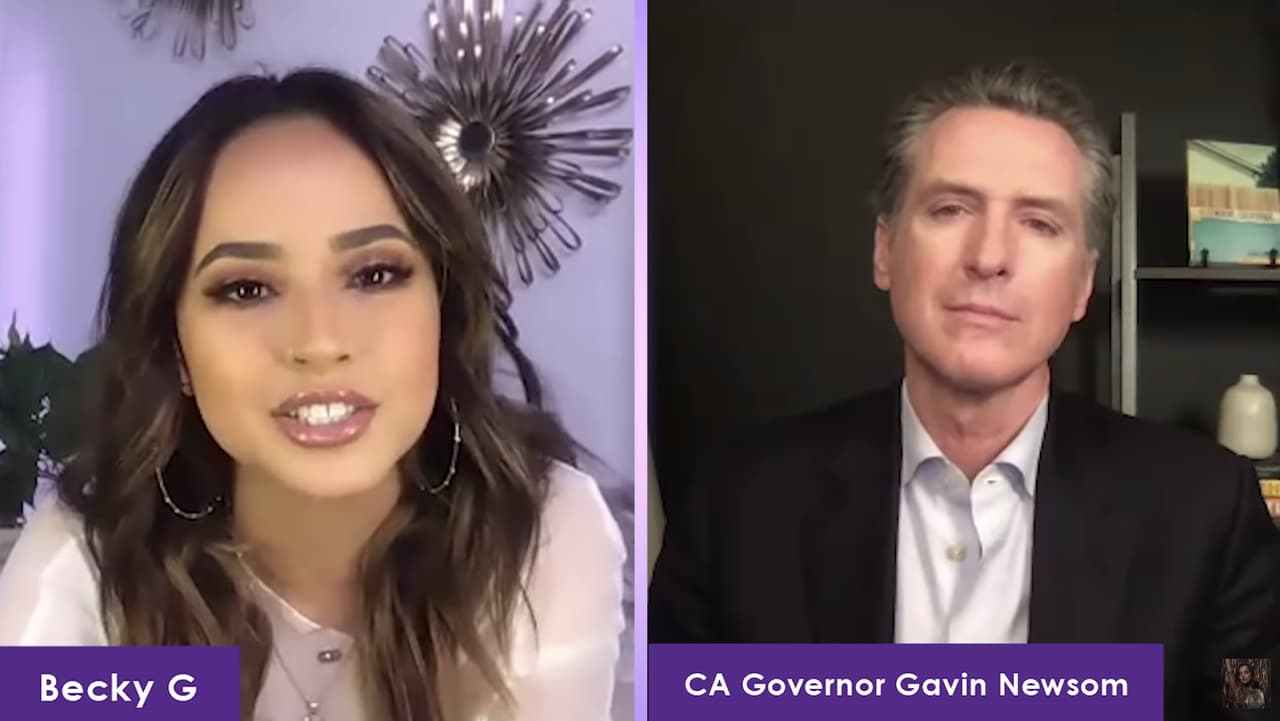 Becky G le hace preguntas difíciles al gobernador de California y dice qué es lo que más espera de estas elecciones
