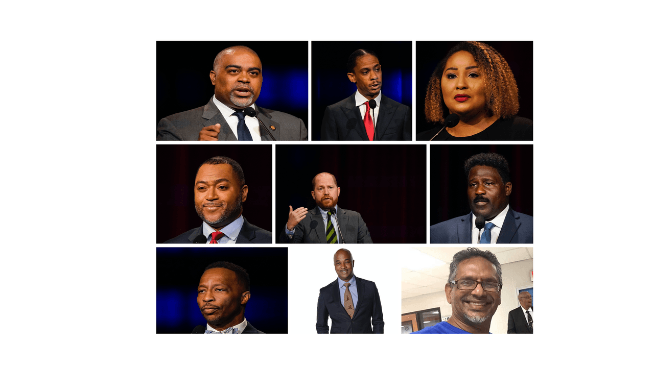 <b>Candidato a vicegobernador de Georgia por el Partido Demócrata:</b>
<br>· Erick Allen (izquierda arriba)
<br>· Jason Hayes (izquierda en medio)
<br>· Derrick Jackson (izquierda abajo)
<br>· Tyrone Brooks Jr. (en medio arriba)
<br>· Charlie Bailey (en medio)
<br>· Kwanza Hall (en medio abajo)
<br>· Renitta Shannon (derecha arriba)
<br>· Tony Brown (derecha en medio)
<br>· Rashid Malik (derecha abajo)
<br>