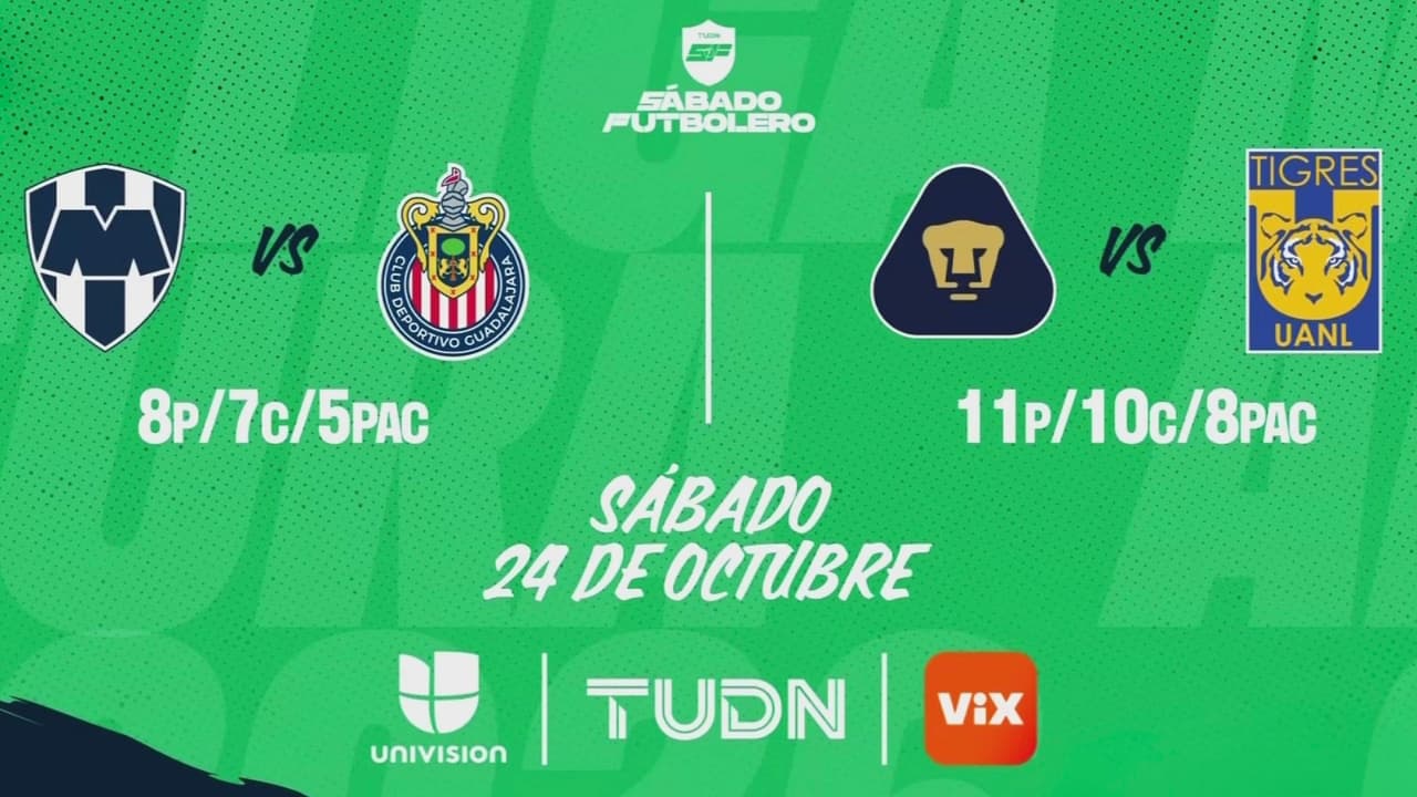 A qué hora y dónde ver Rayados vs. Chivas y Pumas vs. Tigres de la Liga MX