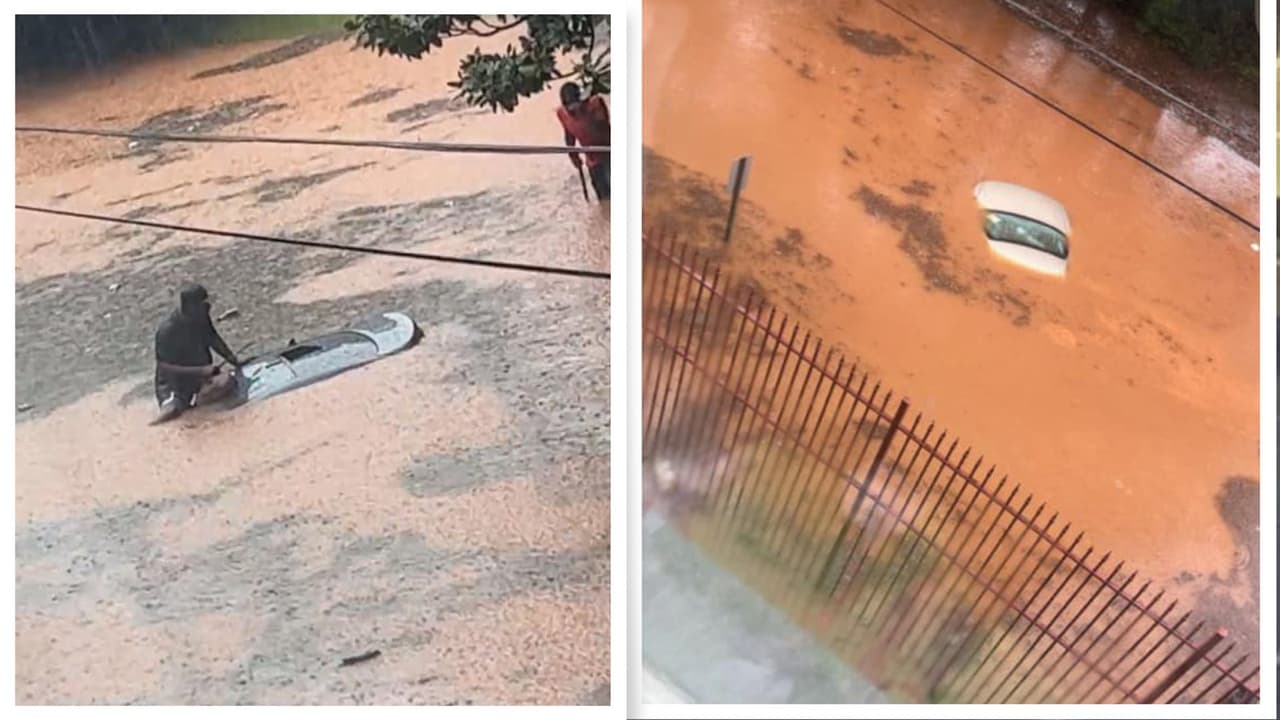Tormenta deja severas inundaciones en Universidad Clark Atlanta; varios autos quedaron varados