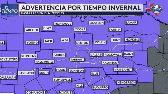 Lluvia helada esta noche y el jueves en la mañana