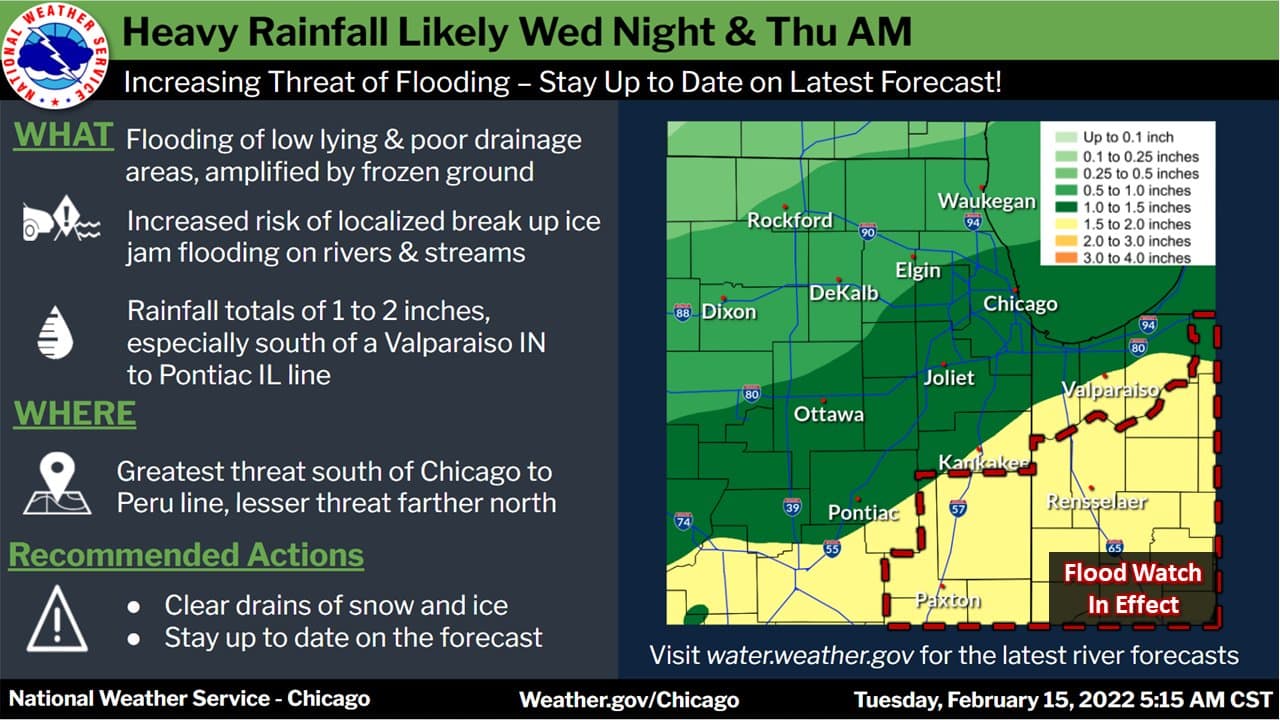 Según el pronóstico, el mal tiempo comenzará con lluvia generalizada y constante en Chicago e Illinois.