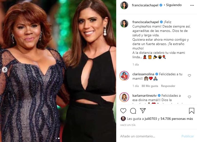 El emotivo texto que publicó para su madre en Instagram llegó a los corazones de amigos, compañeros y familiares y en los comentarios muchos de ellos se hicieron presentes enviándole buenos deseos.