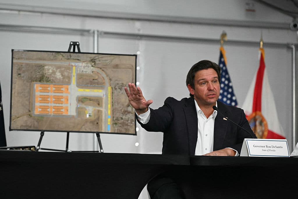 El gobernador de Florida, Ron DeSantis, es uno de los principales impulsores de la 
<a href="https://www.univision.com/local/miami-wltv/alligator-alcatraz-everglades-florida-trump-desantis-ochopee" target="_blank">cárcel para migrantes en los Everglades</a>. Ha asegurado que es una idea que debería ser imitada por otros estados.