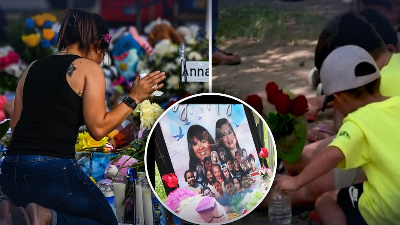 “Me duele muchísimo”: visitantes hacen largas filas para dejar ofrendas en honor de las víctimas de Uvalde