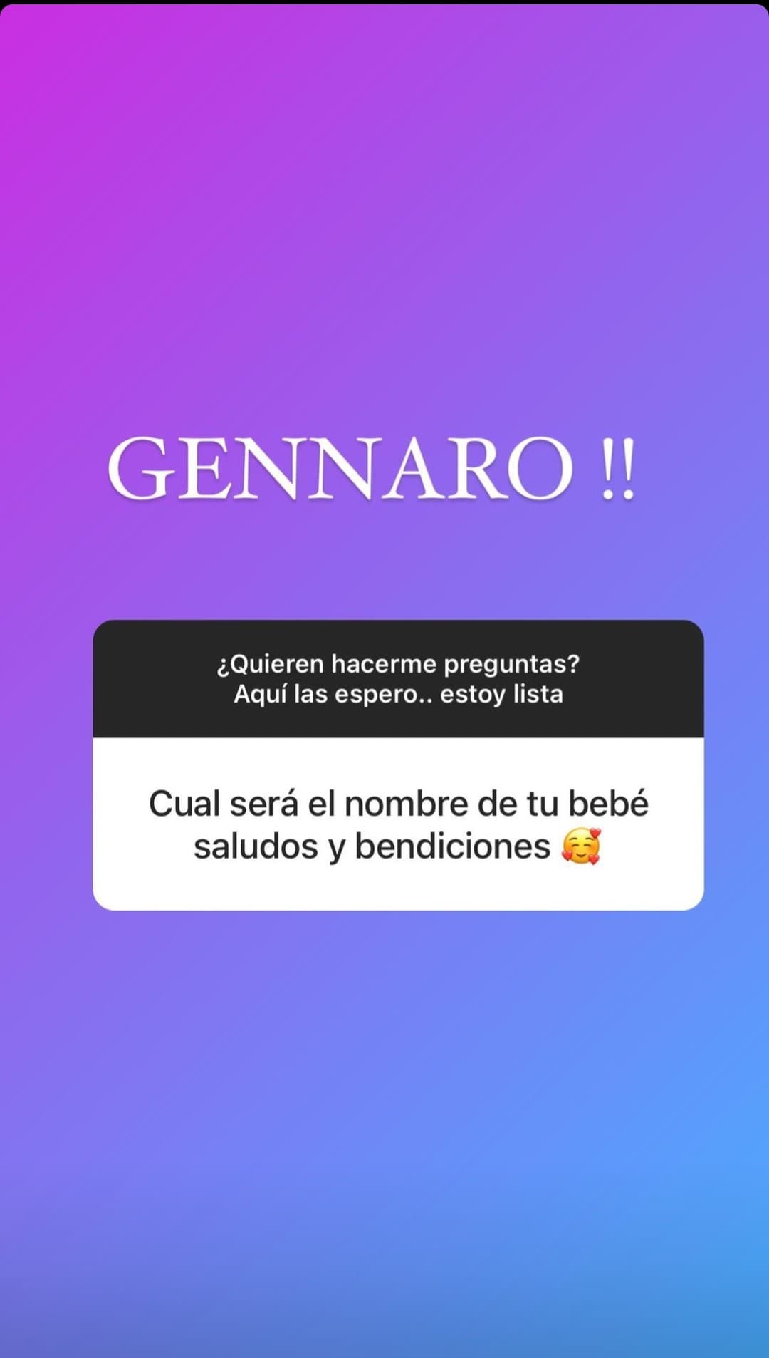 A través de una exclusiva para 
<i>People en Español</i> en abril pasado, la dominicana reveló el sexo de su bebé, así como el nombre que le pondría: Gennaro.