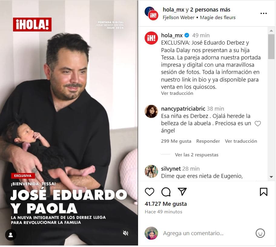 José Eduardo presenta a su hija