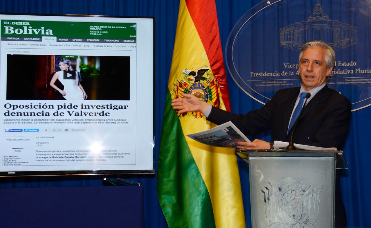 El vicepresidente Álvaro García Linera denunció una "articulación política" para atacar a Morales con el caso de Gabriela Zapata.