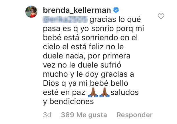 Dante sufrió mucho cuando luchaba por su vida, así que Brenda pudo sonreír cuando el bebé falleció al saber que el dolor por fin había terminado.