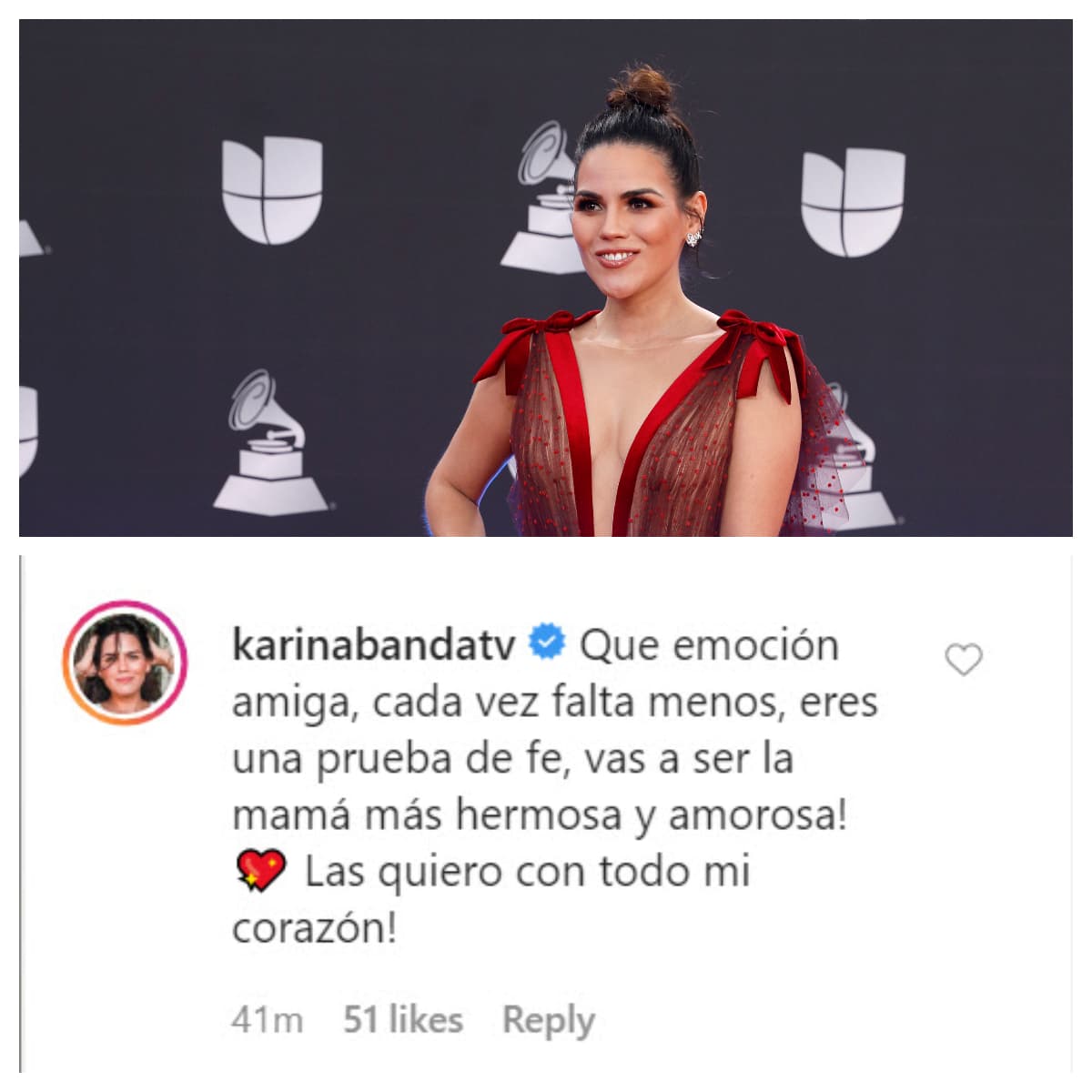 "¡Qué emoción amiga, cada vez falta menos, 
<b>eres una prueba de fe</b>, vas a ser la mamá más hermosa y amorosa! ¡Las quiero con todo mi corazón!". 
<br>