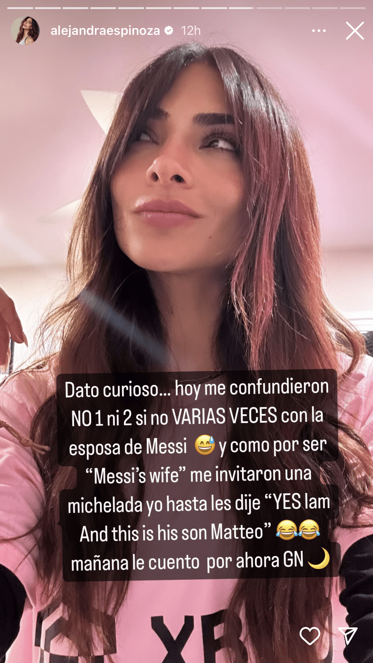 “Y como por ser ‘Messi’s wife’ me invitaron una michelada, yo hasta les dije: ‘Yes, I’am and this is his son (sí, yo soy y este es su hijo) Matteo’”, contó.
<br>
