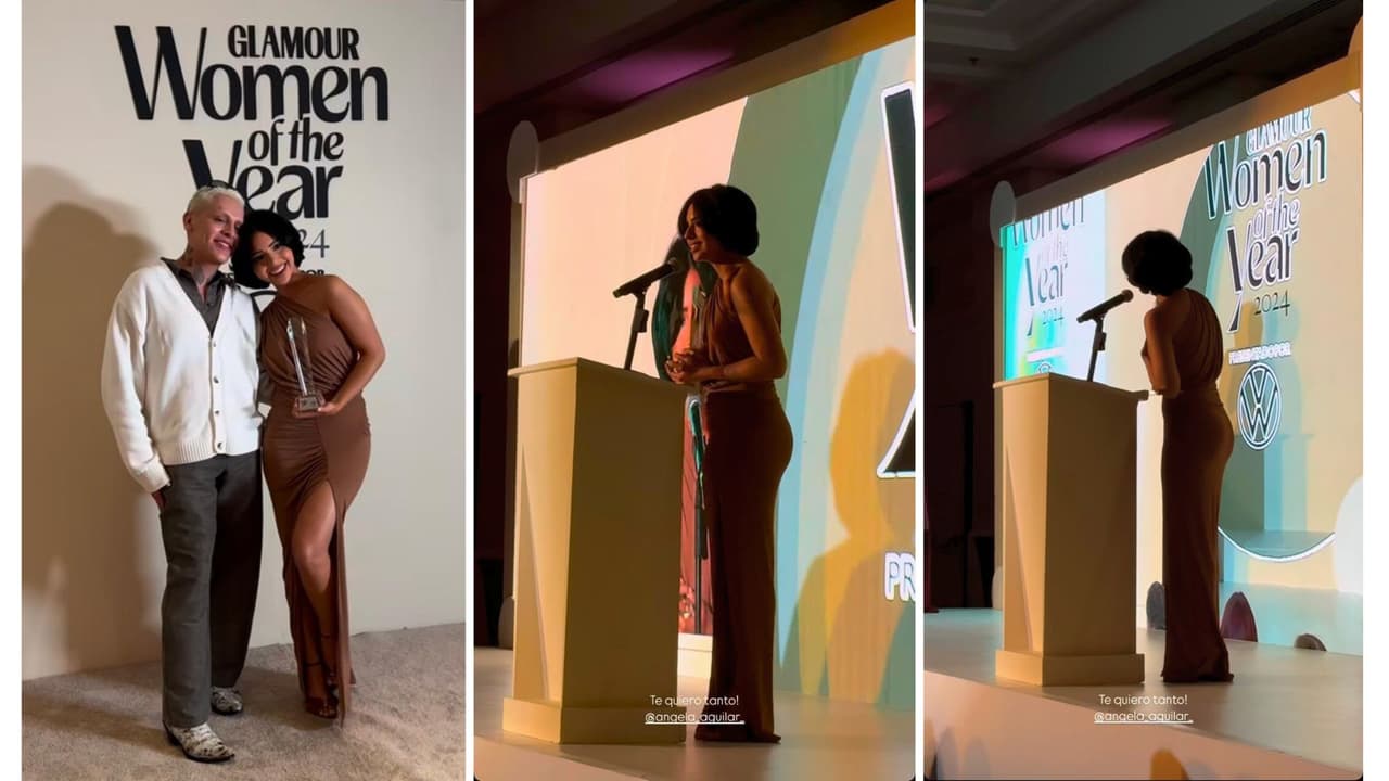 Ángela Aguilar posa con su reconocimiento.