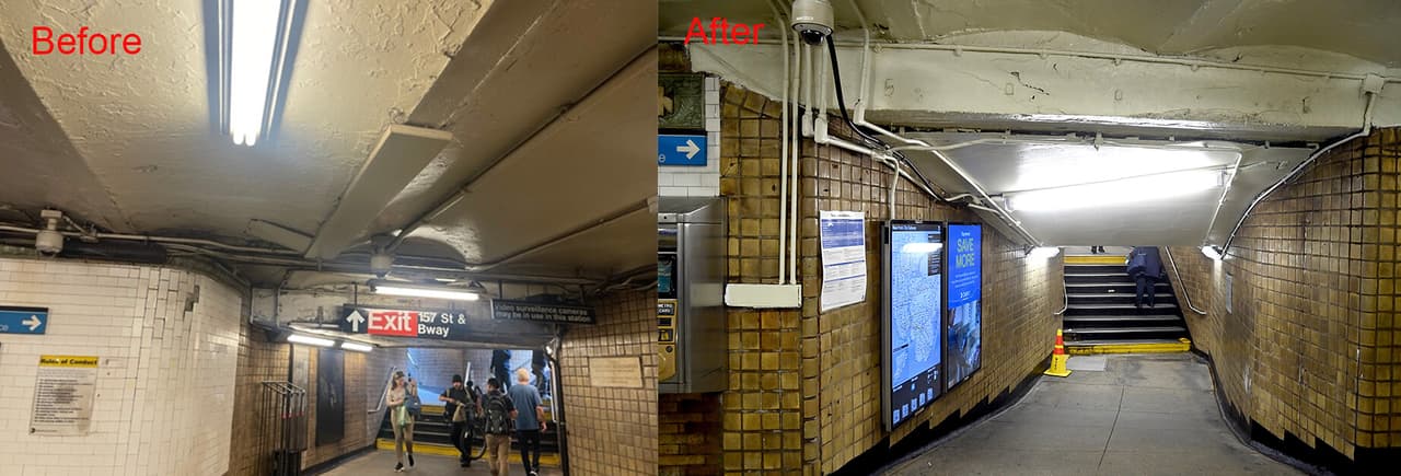 Los trabajos de renovación incluyeron nuevas instalaciones de iluminación LED y limpieza de grafitis.