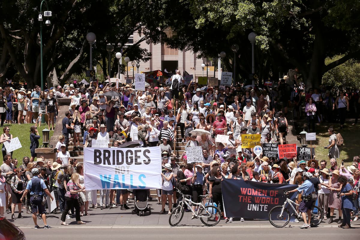 "Puentes, no muros" piden las mujeres en Hide Park, en Sydney, Australia