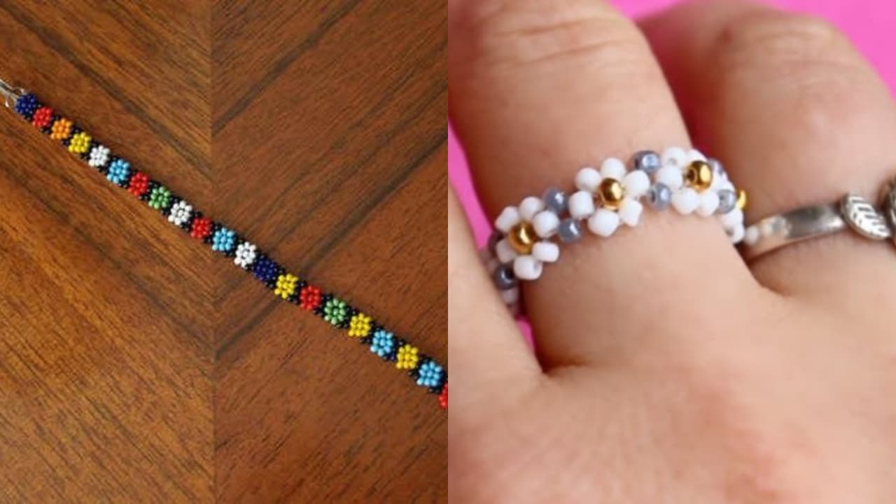 Anillos y pulseras tejidas.