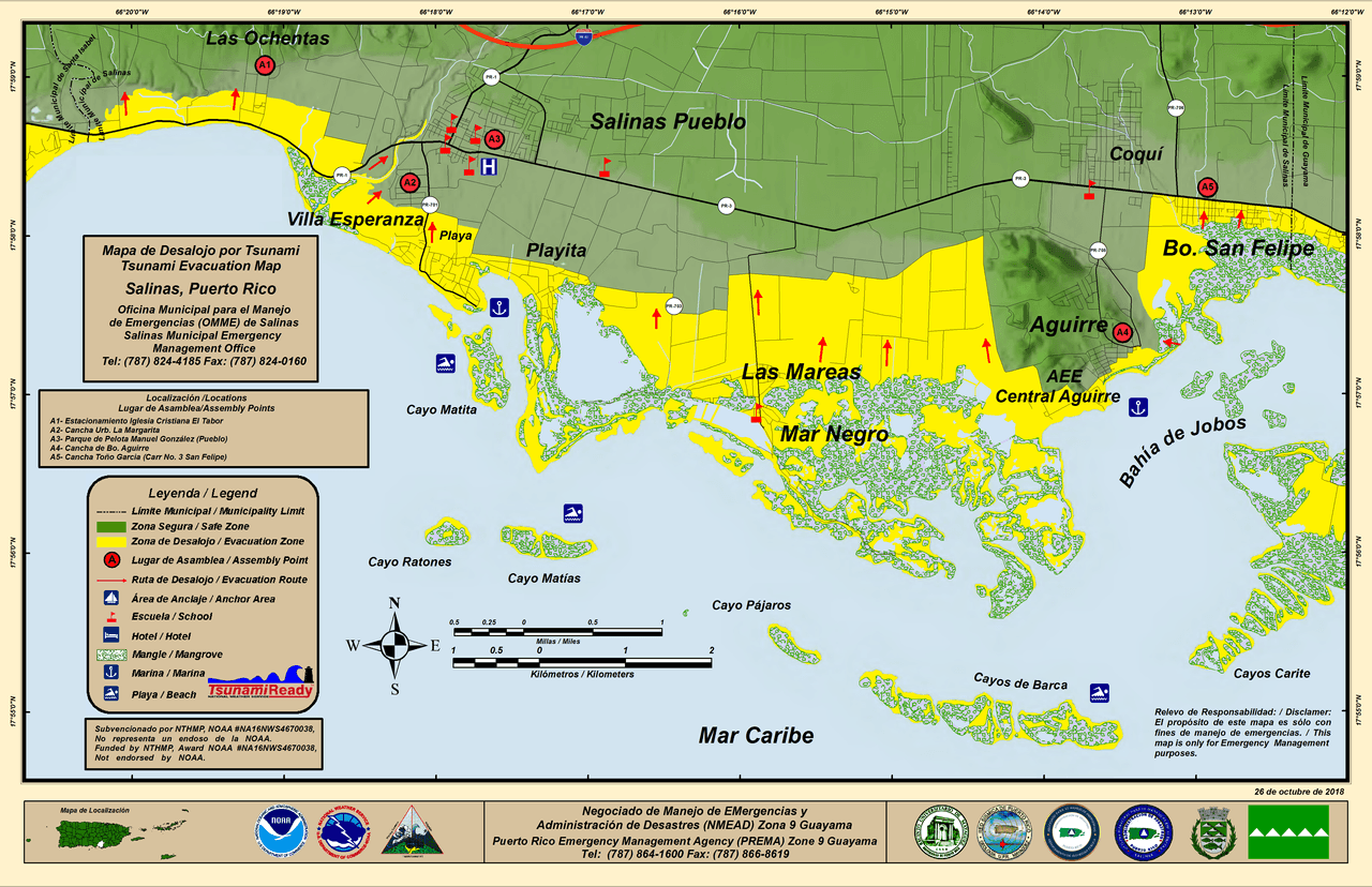 Mapa de desalojo de Salinas