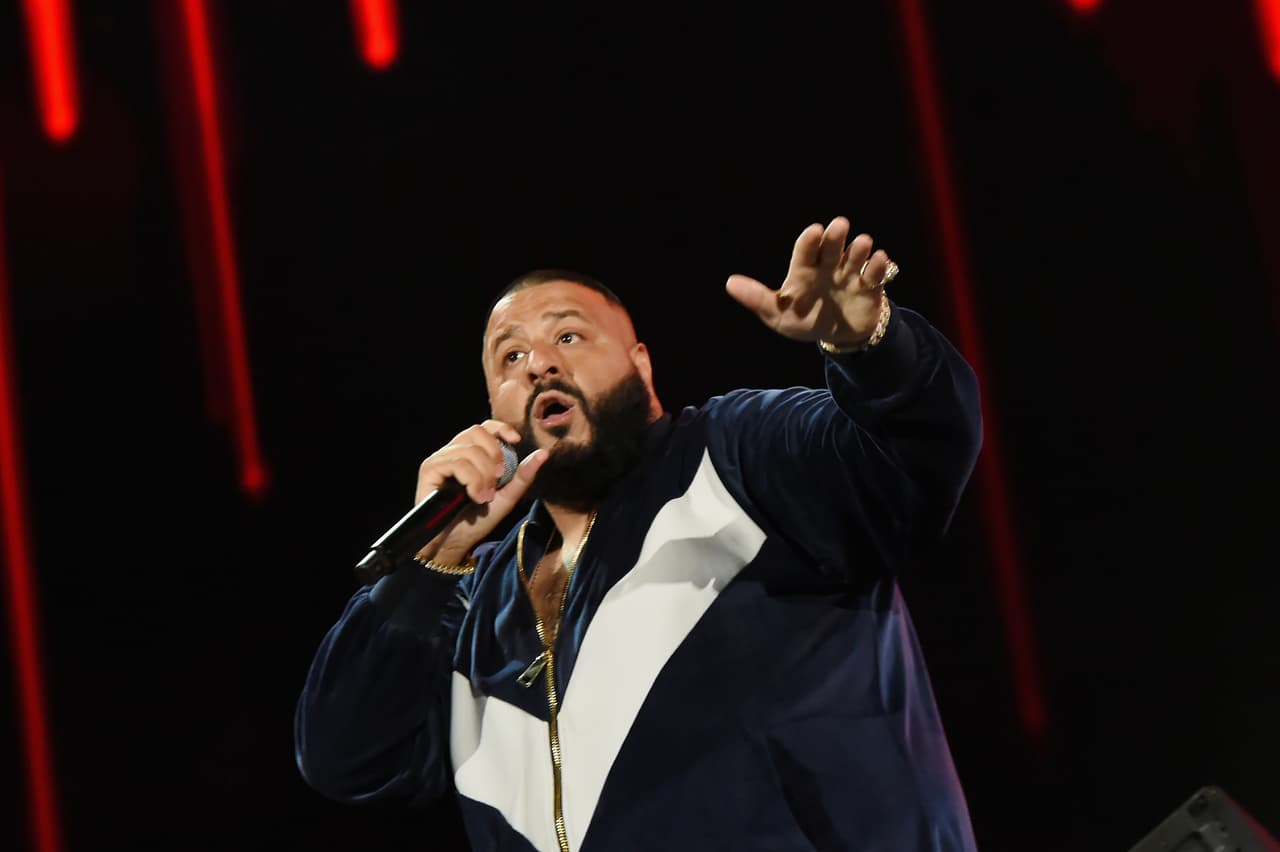 MIAMI, FL - OCTOBER 14: In this handout photo provided by One Voice: Somos Live!, DJ Khaled speaks onstage at One Voice: Somos Live! A Concert For Disaster Relief at Marlins Park on October 14, 2017 in Miami, Florida. (Photo by Rick Diamond/One Voice: Somos Live!/Getty Images)