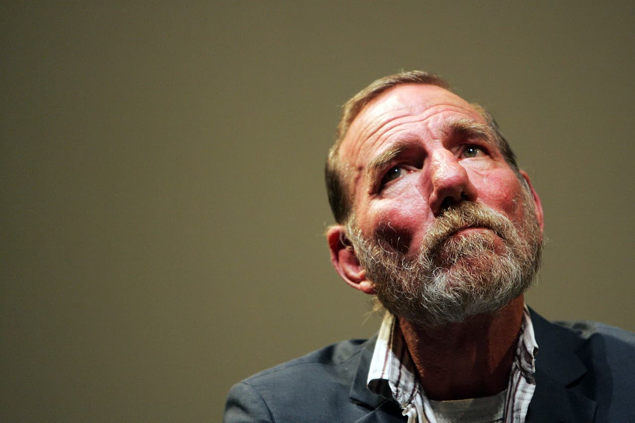SYDNEY, AUSTRALIA - MAY 21: British actor Pete Postlethwaite speaks during the preview of his new documentary film 'Liyarn Ngarn' at the Sydney Writers Festival on May 21, 2008 in Sydney, Australia. (Photo by Lisa Maree Williams/Getty Images)