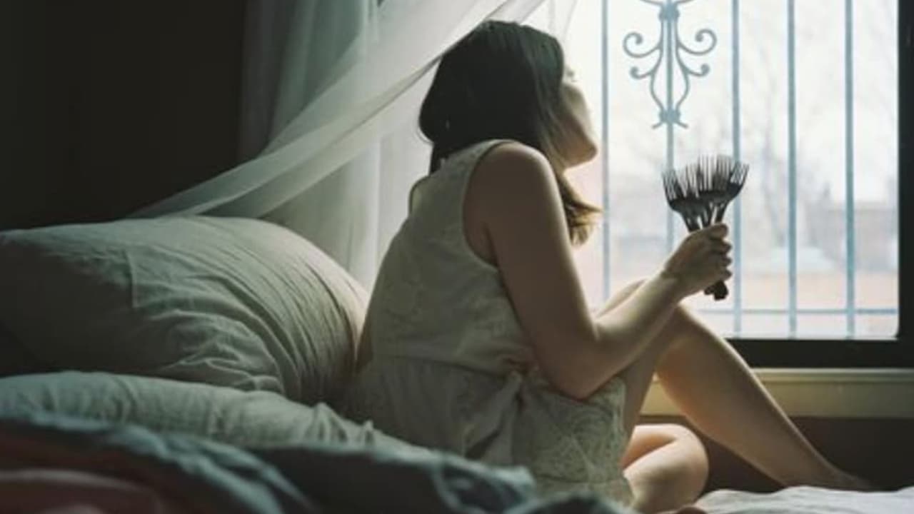 Paola posa frente a la ventana de su cuarto.