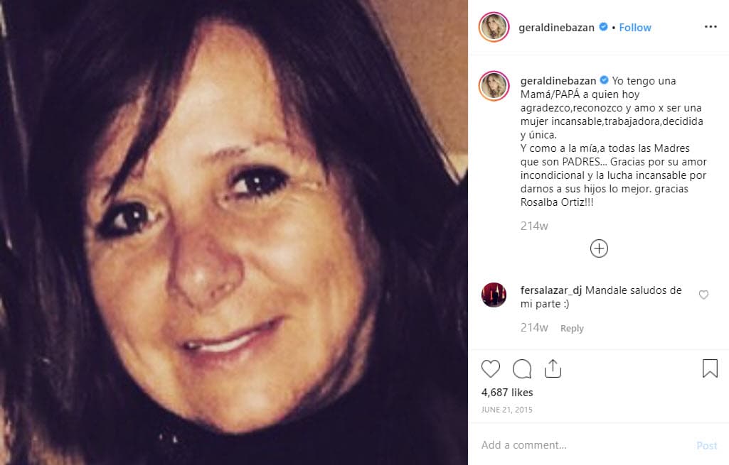 En un acercamiento con la prensa Rosalba dijo: "Si desprestigió a la mamá de su hijo (Marjorie de Sousa) pues imagínate […] Ridículo como siempre es él, pero bueno, no me pregunten de ese hombre porque 
<b><a href="https://www.univision.com/aventurero-y-patan-madre-de-geraldine-bazan-se-lanza-con-todo-contra-julian-gil-y-hasta-a-irina-baeva-le-toca-video">se me hace un patán</a></b>" .