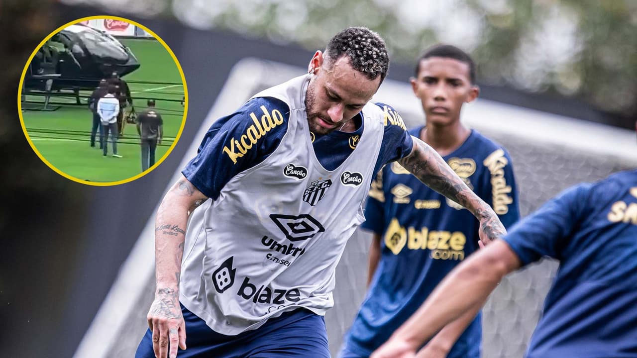Neymar tiene su primera práctica con Santos ¡y arriba en helicóptero!