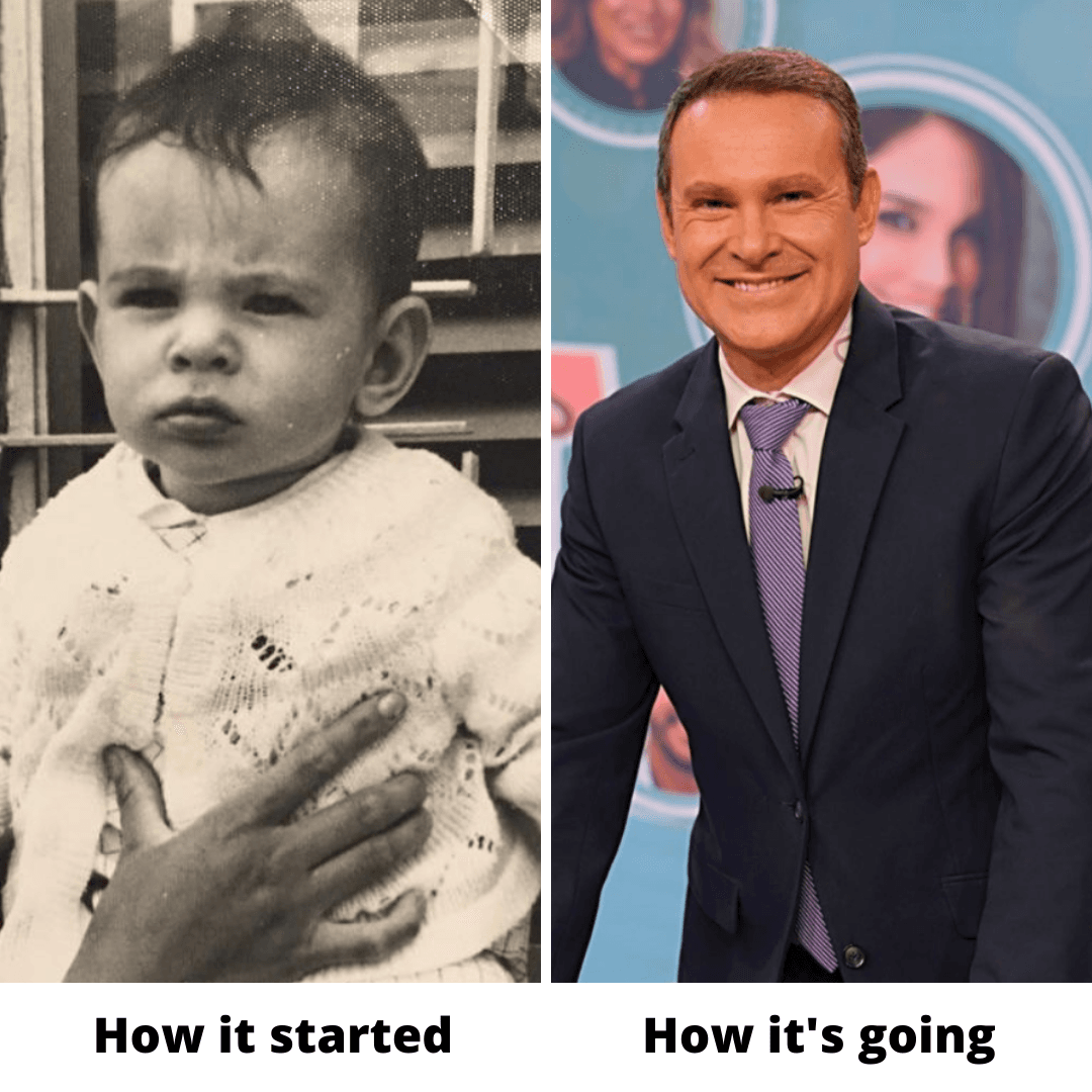 Alan Tacher conserva la misma mirada del bebé que vemos en la foto de la izquierda. Él ha llevado diversión y entretenimiento al público por casi 25 años y en Despierta América desde hace casi 9 años.