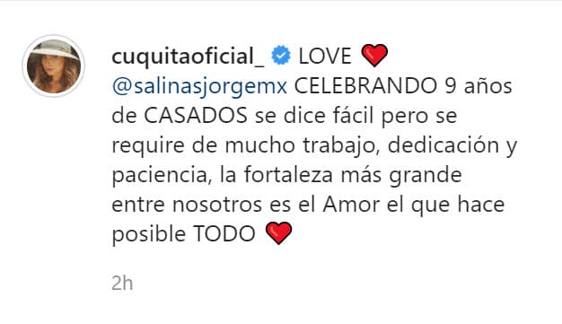 "La fortaleza más grande entre nosotros es el amor, el que hace posible todo", compartió. 
<br>