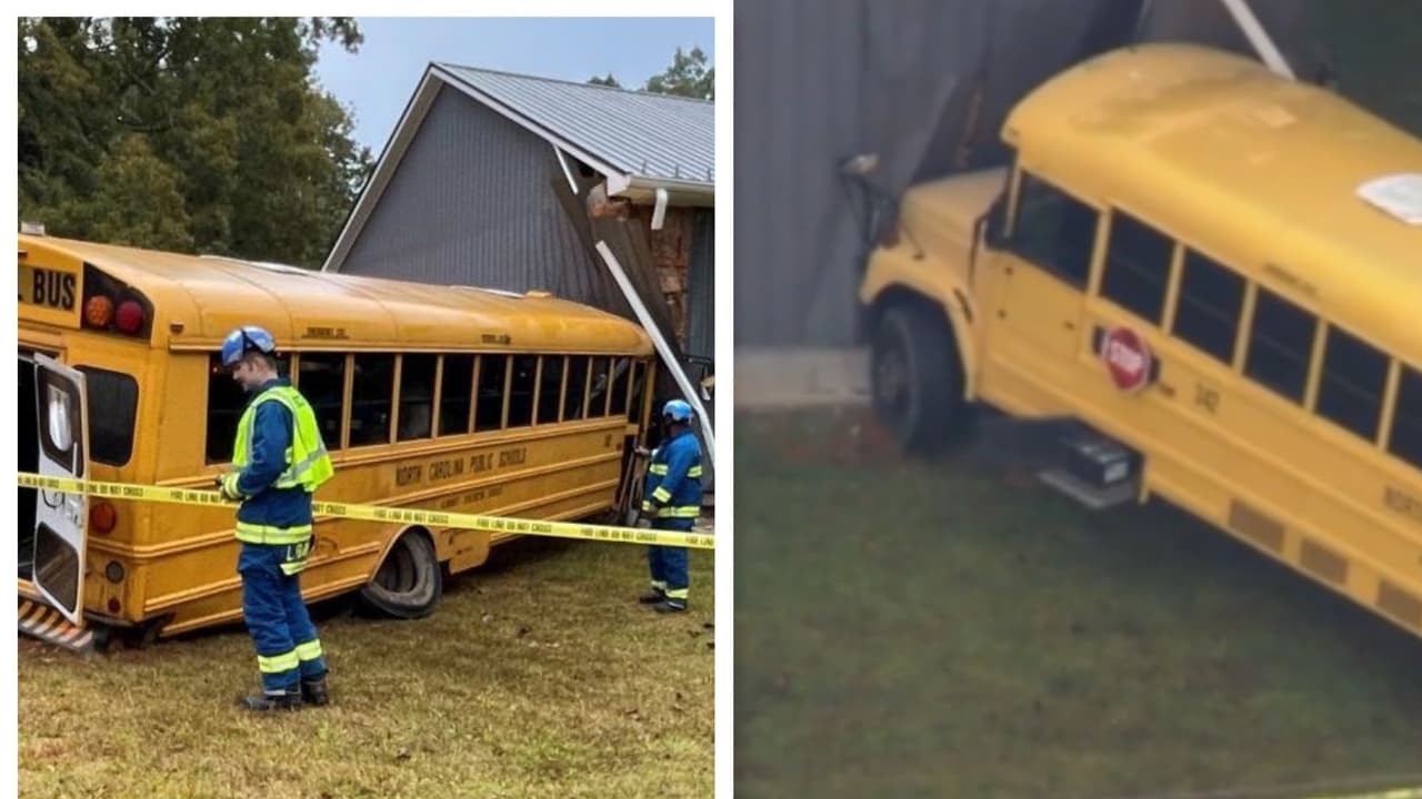 Siete estudiantes heridos luego de que el autobús escolar chocara contra edificio en el condado de Alamance