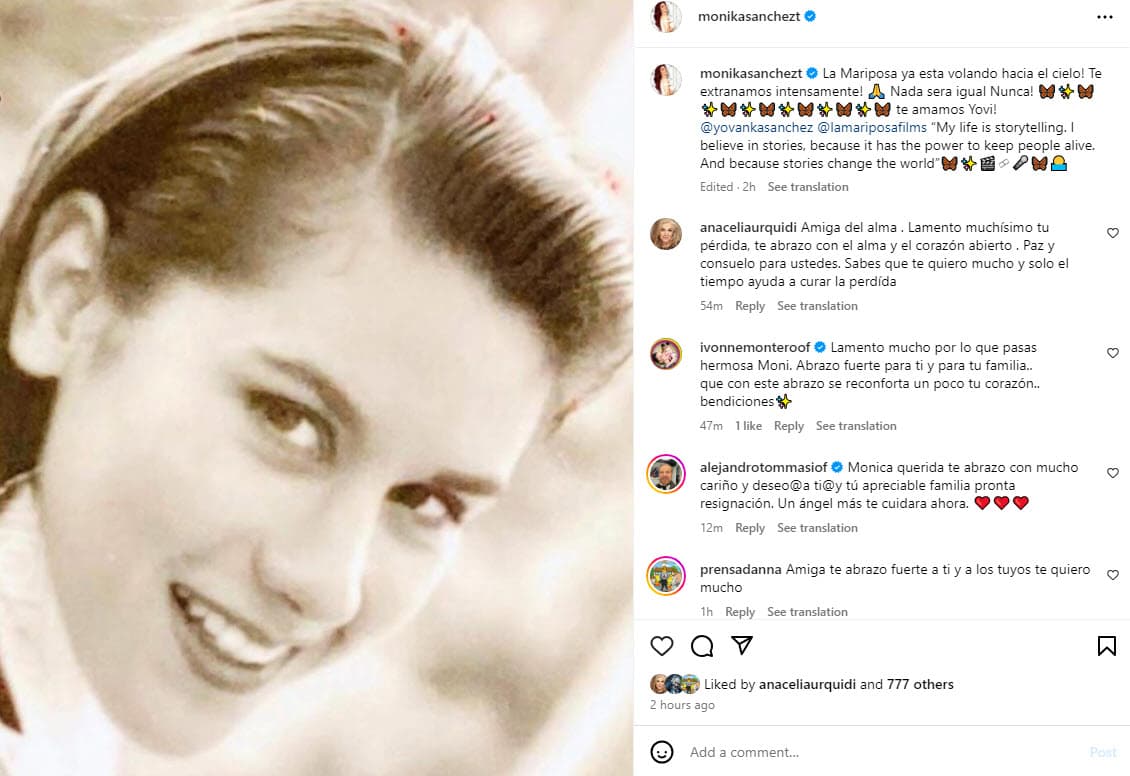 Mónika Sánchez mostró su dolor ante la muerte de su hermana Yovanka.