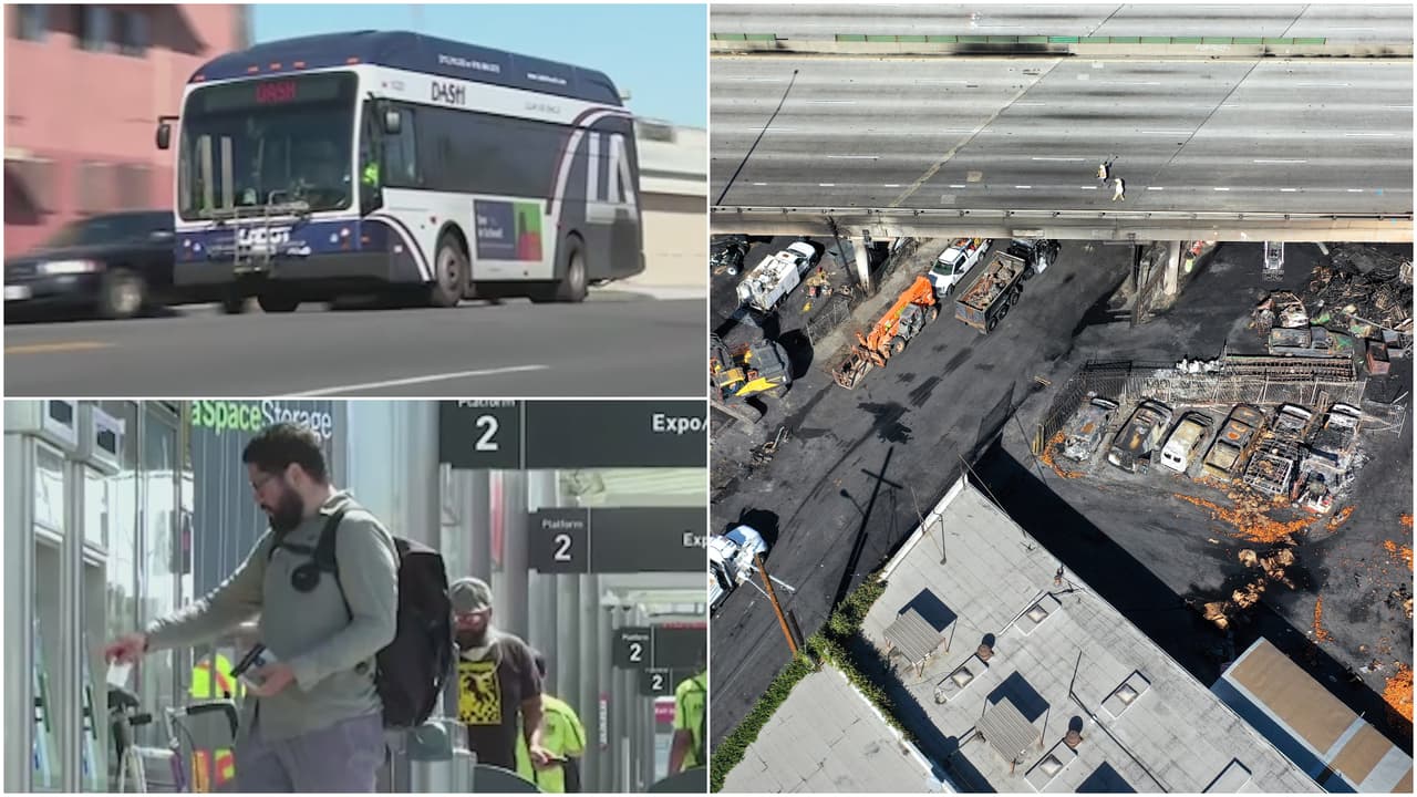 Más rutas y tarifas gratis en transporte público hacia el centro de Los Ángeles tras cierre de autopista 10