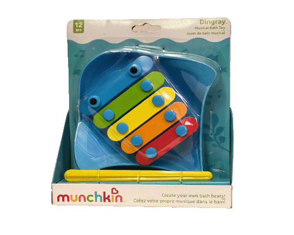 <b>Nombre: </b>Dingray Musical Bath Toy
<br>
<br>
<b>Precio: </b>$11.49
<br>
<br>
<b>Lugares de venta:</b> Target, Target.com, Amazon.com y Walmart.com
<br>
<br>
<b>Edad: </b>Para mayores de 12 meses
<br>
<br>
<b>Advertencia:</b> Este colorido xilófono en forma de mantarraya consta de cinco piezas plásticas de hasta 6 pulgadas de longitud que si son retiradas podrían generar un peligro de asfixia en caso de que un bebé las ponga dentro de su boca.