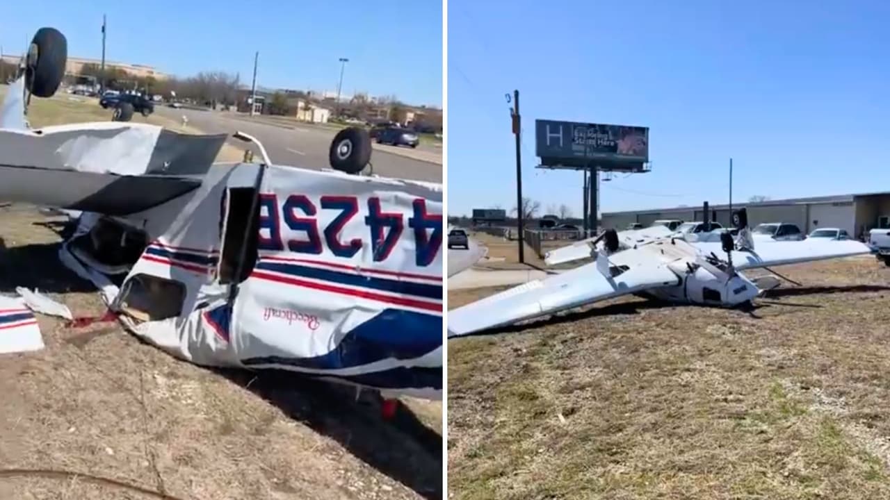 Una fuerte ráfaga de viento durante la madrugada del martes 
<b>arrastró una avioneta en el aeropuerto civil de Plano, dejándola volteada con las llantas hacia arriba</b>. La aeronave, modelo N445B, estaba vacía en el momento del incidente.
<b> Afortunadamente, no se reportaron víctimas.</b>