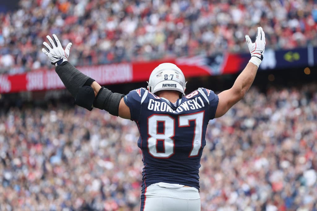 Rob Gronkowski en total tuvo 521 recepciones, 7861 yardas y 79 touchdowns en sus nueve años de carrera en la NFL, todos con los Patriots.