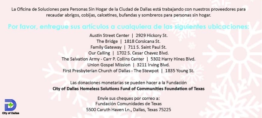 Lugares donde puede llevar donaciones y alimentos para personas sin hogar 