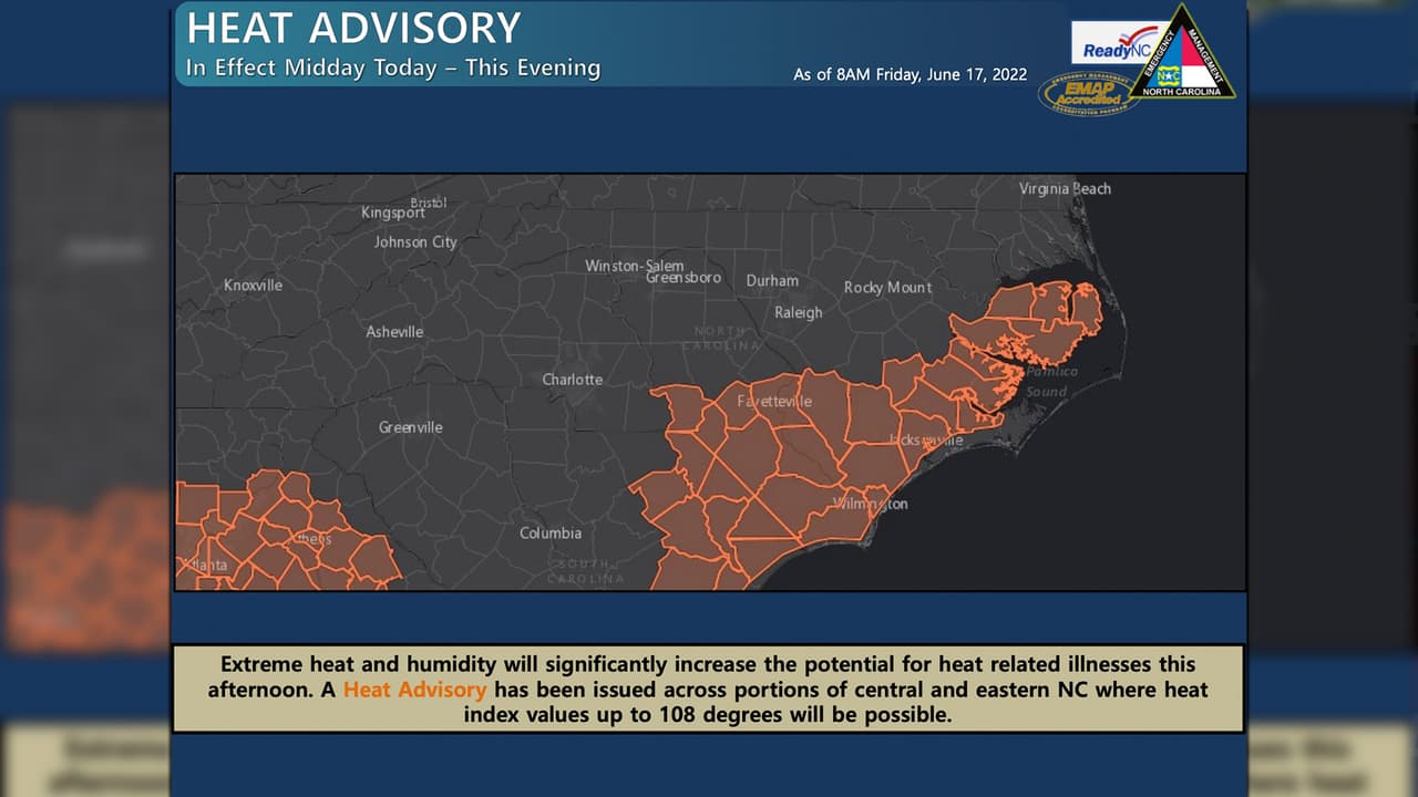 Áreas bajo calor extremo este viernes. Las temperaturas pueden sentirse en los 106 °F.